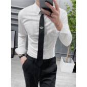 免烫休闲易穿豪华套装 高档条纹衬衫 配0130r 商务正装 修身 男士 长袖