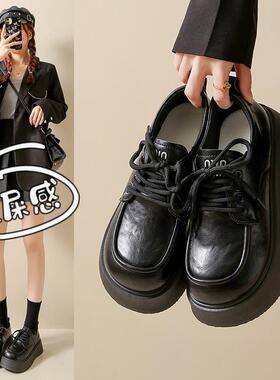 春夏女单鞋英国风格2026新款平底季鞋厚底式乐福鞋0304k