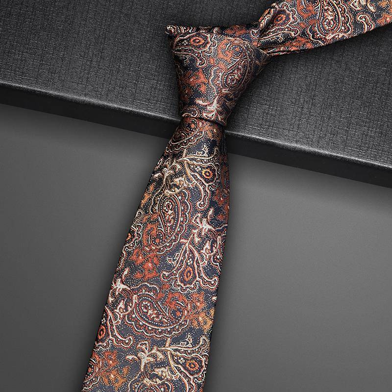 领带男手打正装西装衬衫棕色覆古花纹男士学院风休闲英伦高1107r