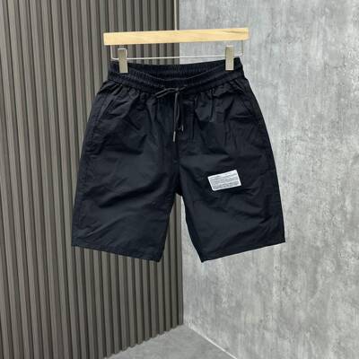 黑色休闲短裤男士夏季薄款潮流工装风宽松直筒运动五分裤子0513k