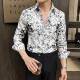 男长袖 春季 2026新款 3D立体感印花衬衫 英伦风时尚 帅气商务暗0130r