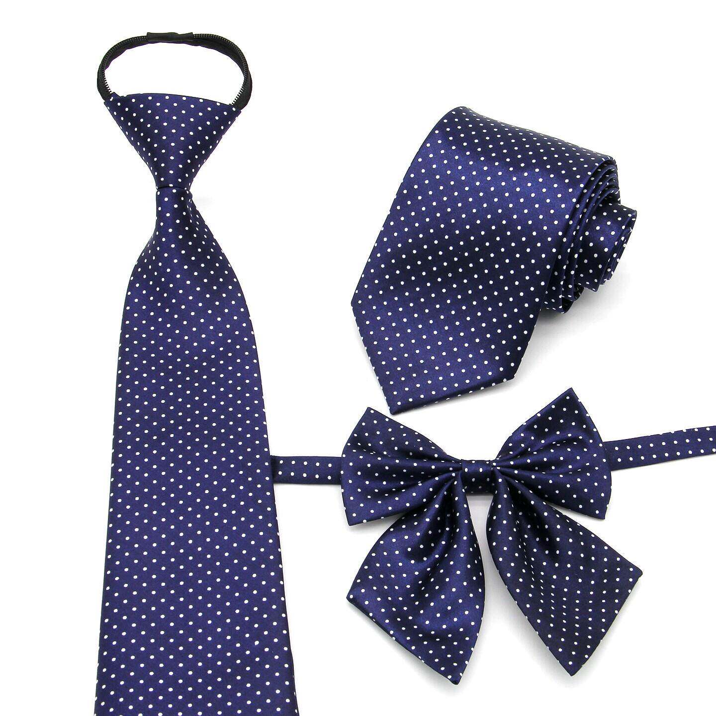 领带男正装商务蓝底白色波点套装领花女职业免打结衬衫懒人0330k1