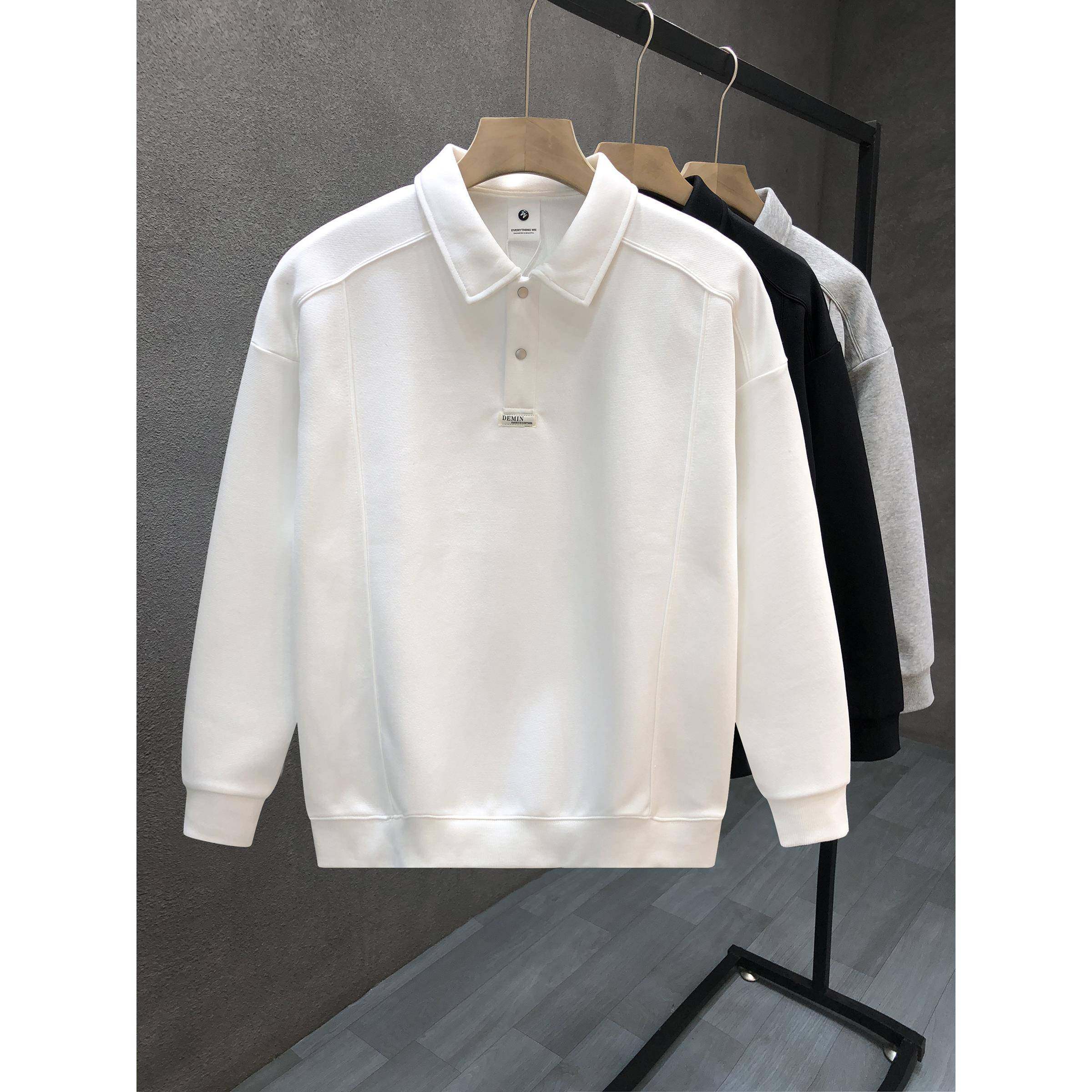 简约痞帅休闲长袖卫衣男翻领内搭t恤2026秋季新款男士打底衫0120k,男装,T恤,淘宝优惠券,粉丝福利购,淘宝优惠卷