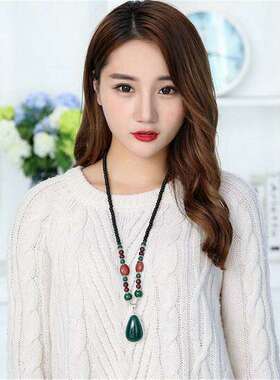 日韩金鱼长款创意女士饰品民族风合金毛衣链纪念品吊坠项链圆珠链