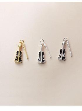 纯银乐器竖琴项链吊坠小提琴电吉他锁骨链单坠子个性架子鼓