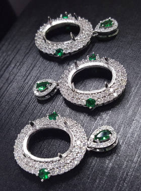 女小众设计不掉色S925银吊坠空托 蛋面12x16 13x18mm配托镶嵌 彩