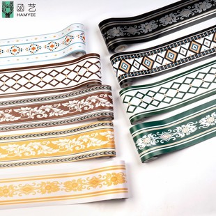 墙纸自粘12cm腰线门边框装 饰贴条踢脚线墙围贴纸波导天花板顶角线