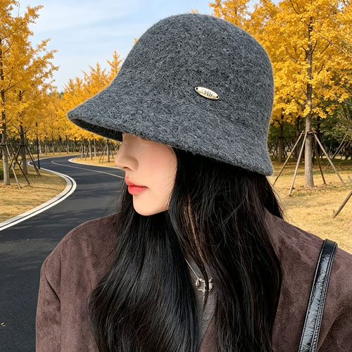 法式优雅显脸小秋季针织渔夫帽女