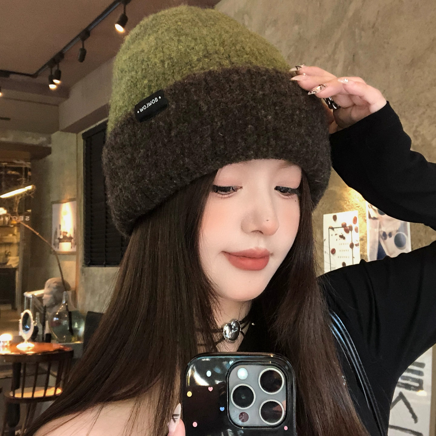 2026新款日系撞色保暖针织帽子女