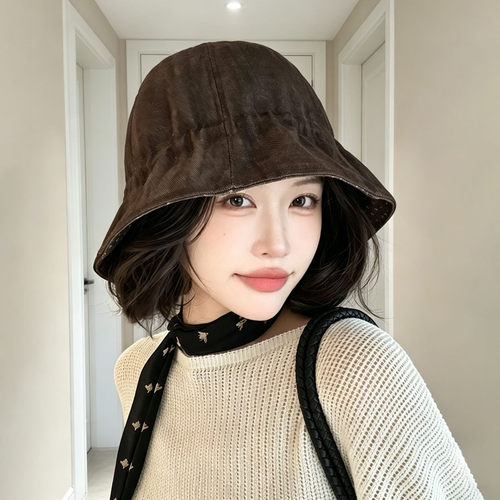 秋季女双面戴宽檐防晒渔夫帽