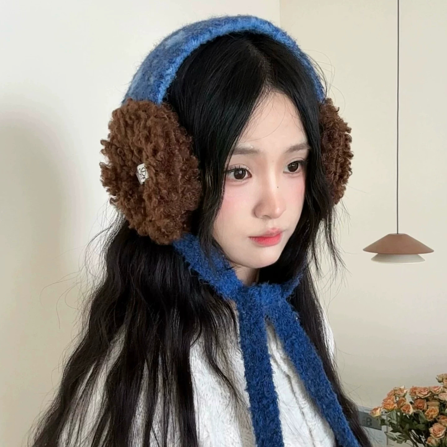 韩版波点撞色毛绒加厚保暖耳套