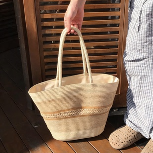 手工编织波西米亚风草编包女大容量单肩手提包海边度假沙滩托特包