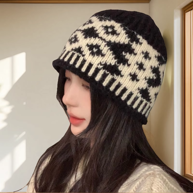 针织帽逛街休闲女秋冬季复古百搭