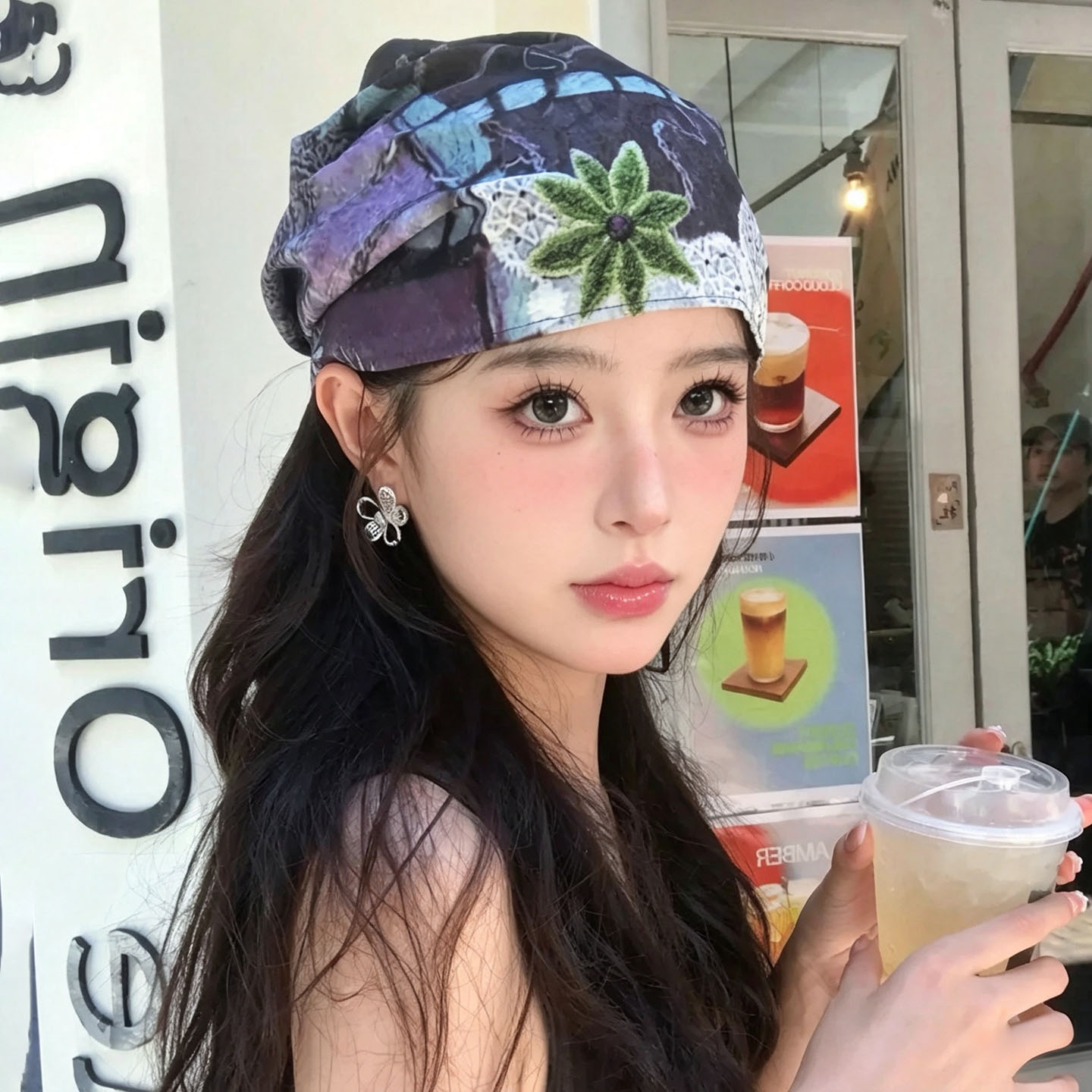 扎染花卉堆堆帽女款透气显脸小