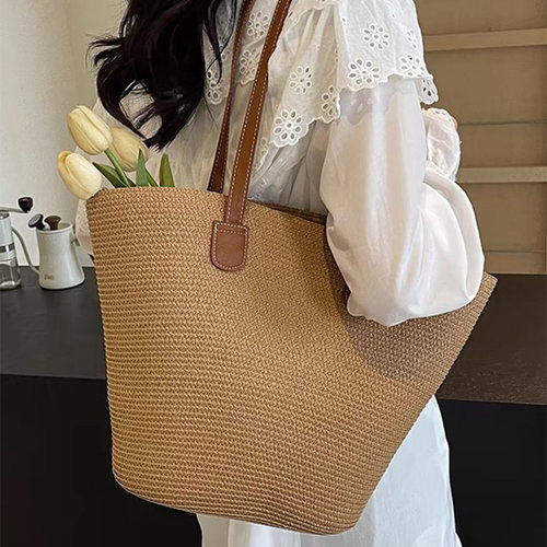 编织包包女大容量2026新款草编包单肩包夏天海边沙滩通勤包托特包 - 封面