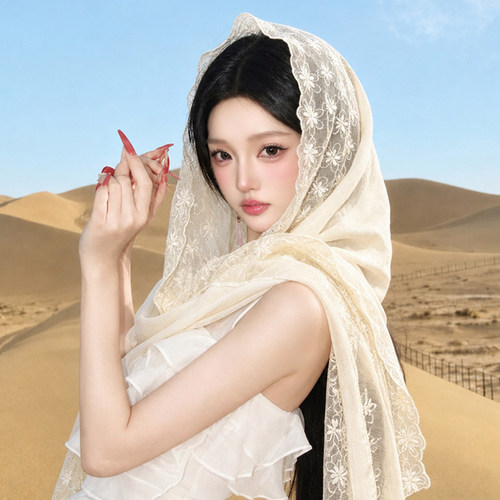 白色旅游防晒披肩丝巾女新款