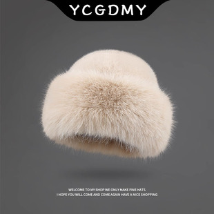 2025新款韩系毛绒仿貂毛渔夫帽女秋冬季加厚保暖护耳氛围感蒙古帽