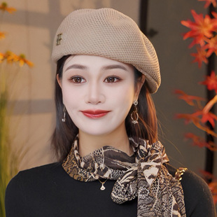 2026新款 轻薄镂空透气百搭蓓蕾前进帽 帽子女款 定型针织贝雷帽夏季