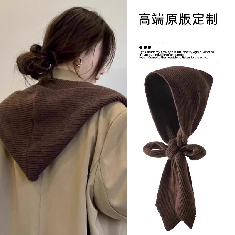 围脖一体护颈针织毛线帽子女2025新款冬季防寒保暖护耳帽骑行连帽