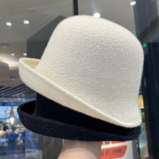 高品质2025新款卷边渔夫帽女春秋简约时尚水桶帽气质百搭短檐礼帽