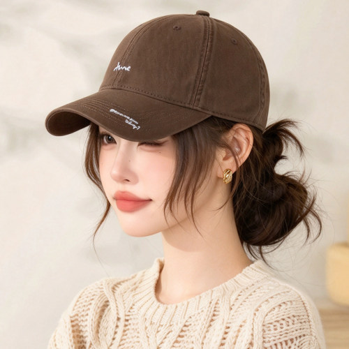 灵允复古字母刺绣宽檐棒球帽女