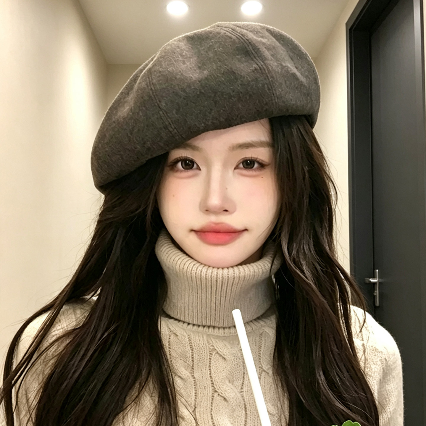 冬季日系女保暖显脸小贝雷帽
