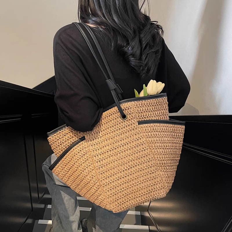 大容量编织草编包女春夏2025新款