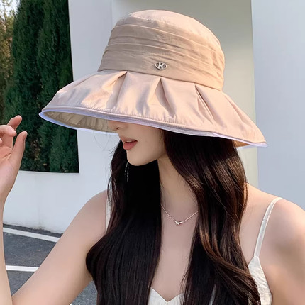2026新款韩版百搭大帽檐渔夫帽子女夏季防晒遮阳帽海边度假太阳帽