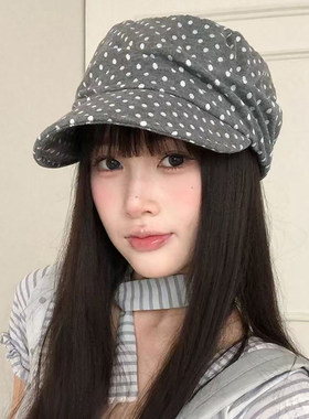 秋季女款波点显脸小八角贝雷帽