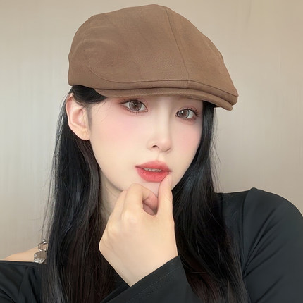复古前进帽子女2026新款春秋英伦风报童帽纯色百搭日系简约贝雷帽