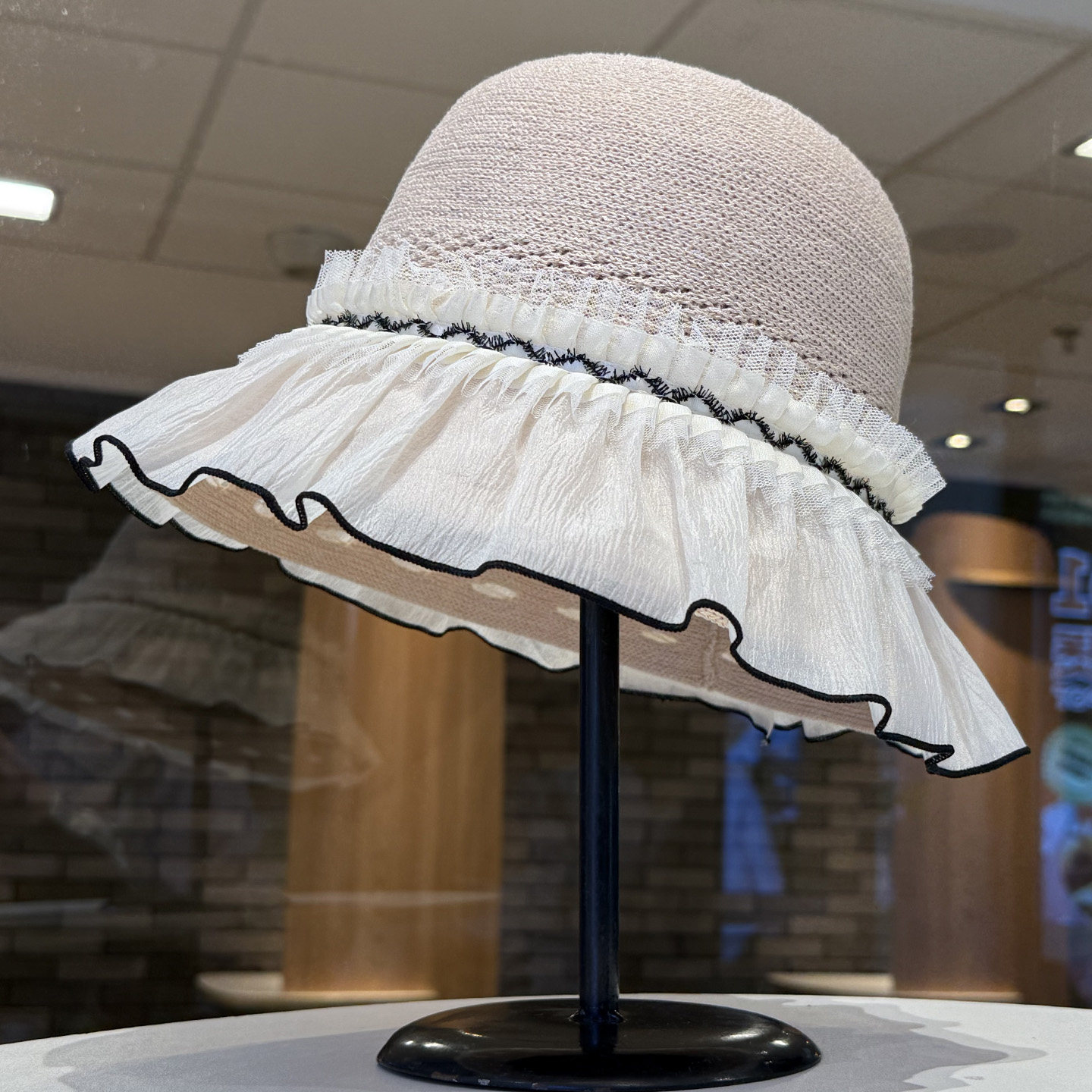 韩版蕾丝花边渔夫帽夏季帽子女款2026新款防晒帽百搭显脸小遮阳帽