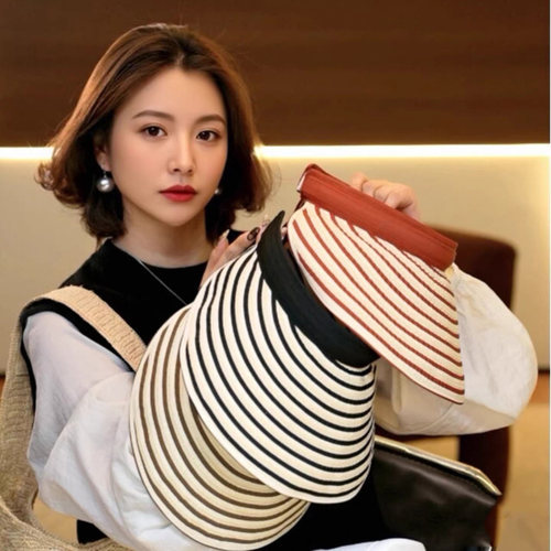 发箍式空顶大檐防晒显脸小太阳帽