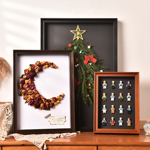 高档实木中空立体相框摆台永生花贝壳标本手工diy画框架定制挂墙