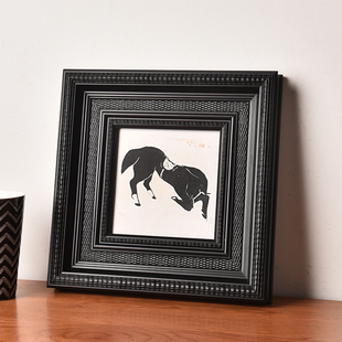 法式中古风实木画框挂墙定制装裱复古黑色高级感油画框空外相框架