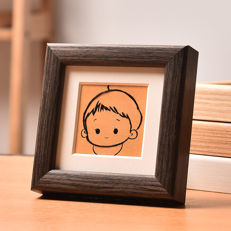 宝宝胎发相框diy胎毛纪念品自制作画框婴儿满月创意礼物实木摆台