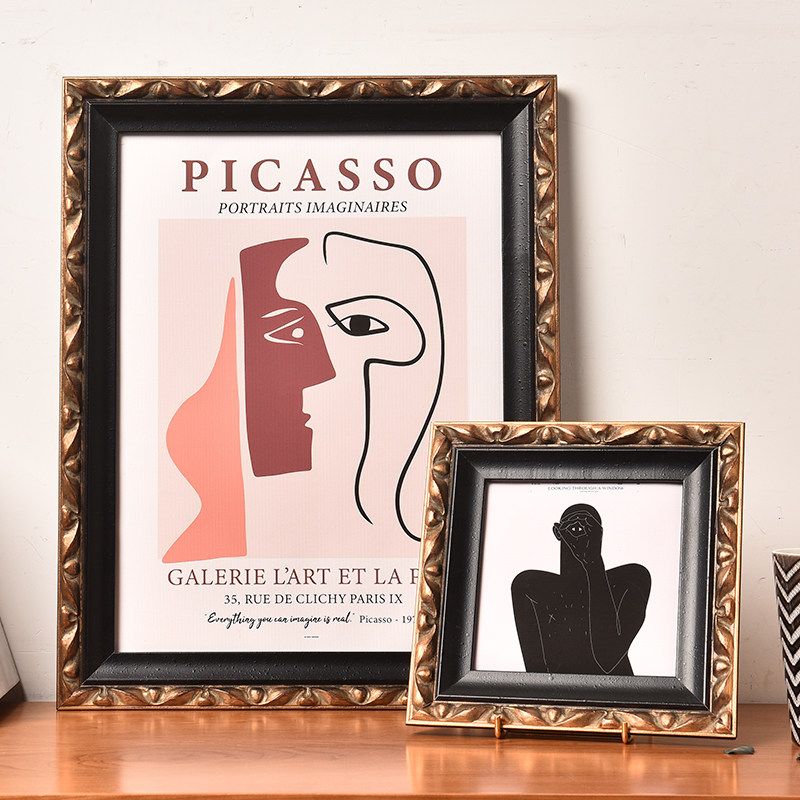 法式中古风实木画框复古黑金色油画外框定制装裱相框空框架挂墙,家居饰品,相框/画框,淘宝优惠券,粉丝福利购,淘宝优惠卷