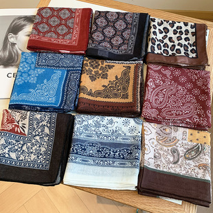 棉麻质感小方巾清新透气女柔软文艺装饰小丝巾春夏围巾女时尚百搭