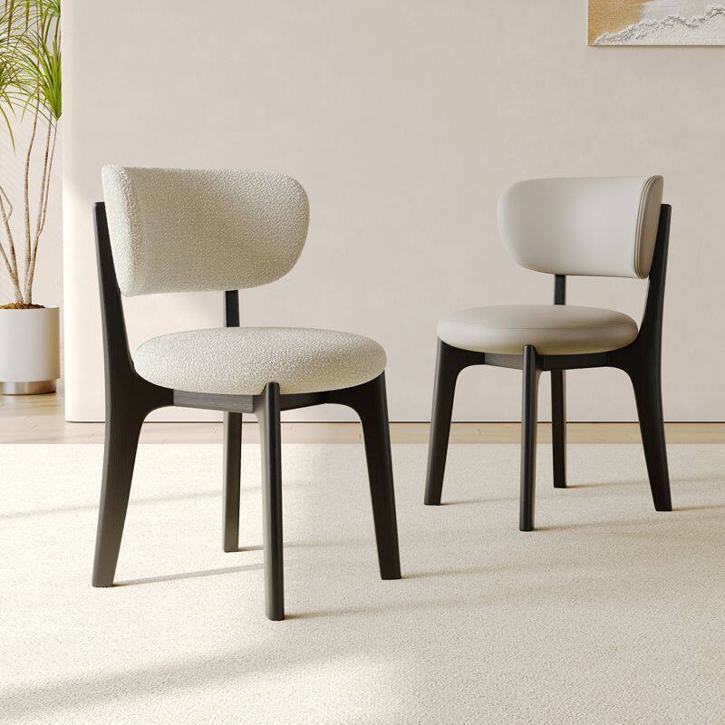 北欧意式设计师实木椅子餐椅家用简约现代餐桌椅小户型靠背椅奶油