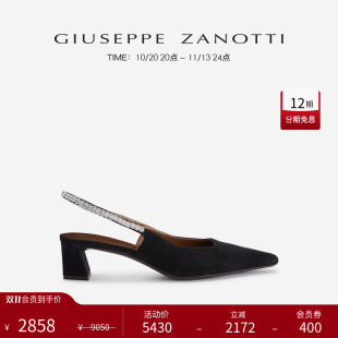 【臻选】Giuseppe ZanottiGZ女士尖头中跟穆勒凉鞋水钻单鞋