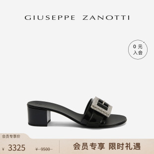 ZanottiGZ女士精美方扣水鉆粗跟涼鞋 Giuseppe