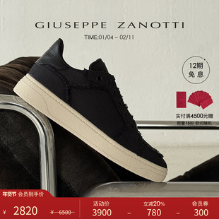 【礼物】Giuseppe ZanottiGZ男士GZ94磨损棉织系带低帮运动鞋