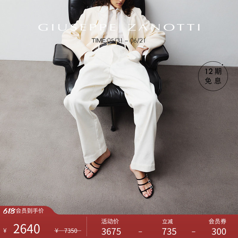 【臻选特惠】Giuseppe ZanottiGZ女士时尚精美水钻平底露趾凉鞋