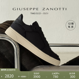 ZanottiGZ男士 Giuseppe GZ94磨损棉织系带低帮运动鞋 臻选特惠