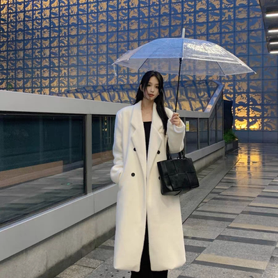 夏蓝汐雨SMBL RAIN气质宽松仿貂绒大衣女冬复古显瘦加厚毛呢外套