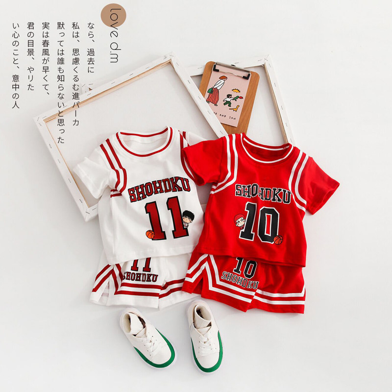 儿童灌篮高手球衣男童t恤短袖篮球服套装湘北樱木花道流川枫队服