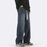 现货~~复古高街美式百搭阔腿宽松直筒牛仔裤1BK420-P50控78，男装牛仔裤，星座515