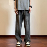 复古高街美式百搭阔腿宽松直筒牛仔裤4BK420-P50控78，男装牛仔裤，星座515