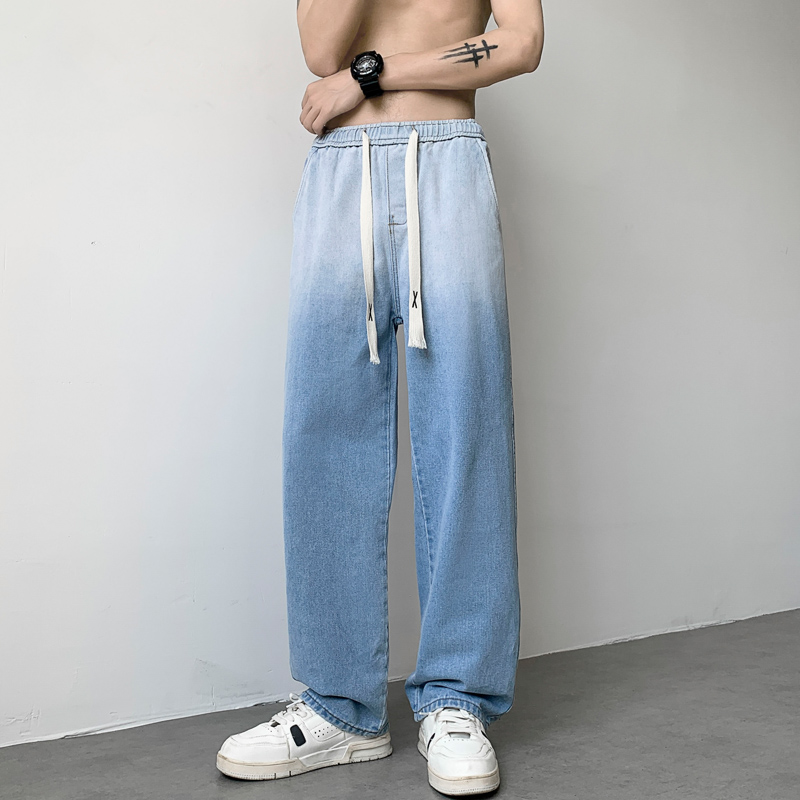 牛仔裤男韩版高街渐变色个性2024夏季新款直筒裤1BK340-P50，男装牛仔裤，星座515