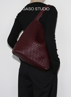 GASO红色托特包女大容量高级感手工编织包包子母包小众设计通勤包