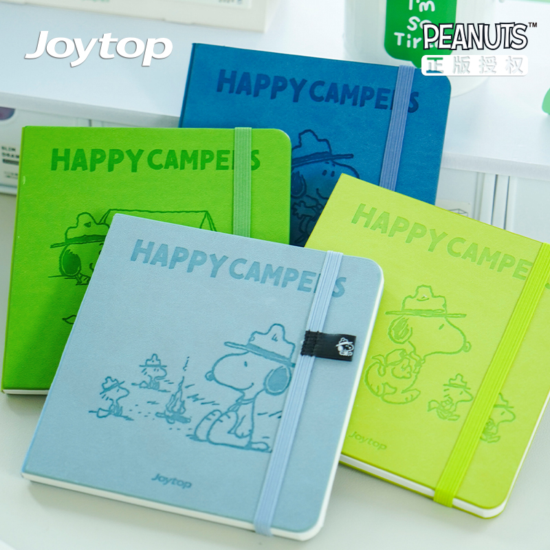 joytop悦木史努比印花方方本手账本少女心手帐本文艺精致手杖空白本小学生女生本子方形笔记本ins风盖章本